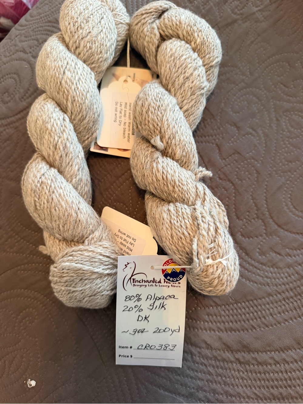 Enchanted Fibers rare Natural Cream Alpaca-Silk Yarn - 80/20 Blend